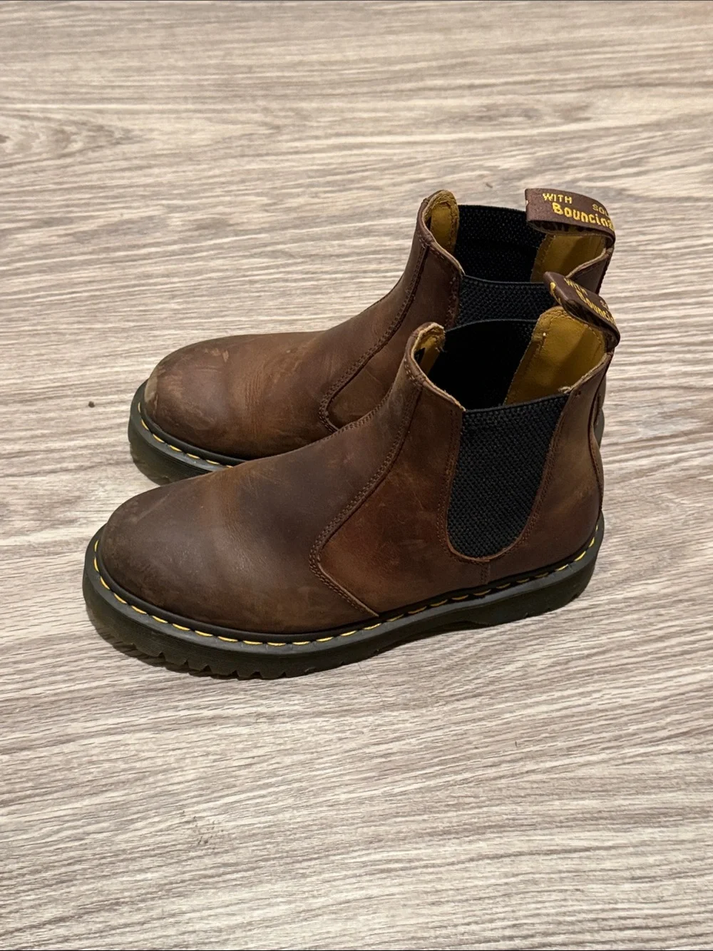 Dr. Martens Brown Leather Chukka Boots with Black Elastic Panels